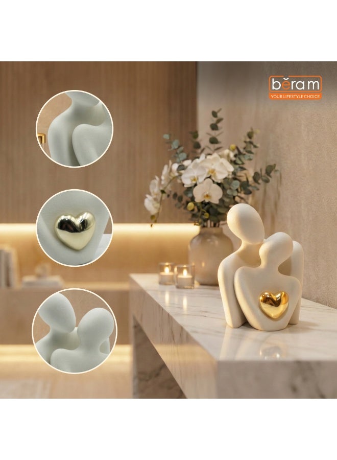 BERAM White Cherished Hearts for Men and Women Unisex Romantic Heart Sculpture Gift Modern White Resin Décor for Couples Anniversary Wedding Valentine’s Day Home and Office Decoration - Image 3